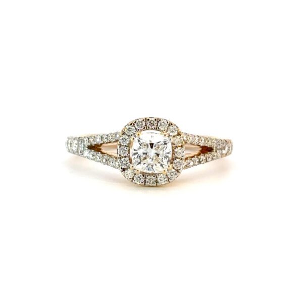 18K Yellow Gold Ring with 41 Round White Diamonds TDW 0.85 Carat