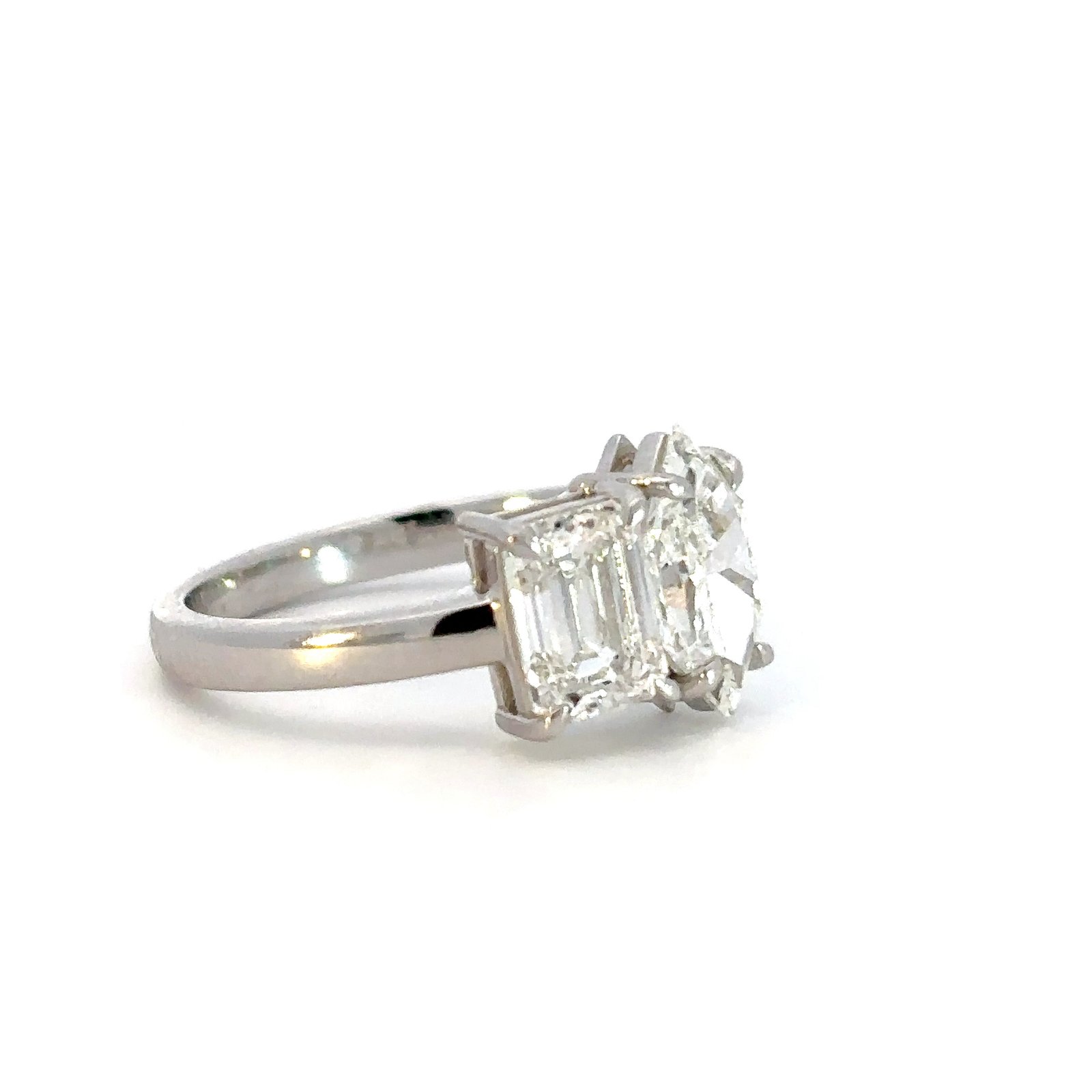 Platinum Ring with Hexagon cut Lab-grown White Diamond 1.05 Carat and Emerald cut Lab-grown White Diamond 1.03 Carat - Image 3
