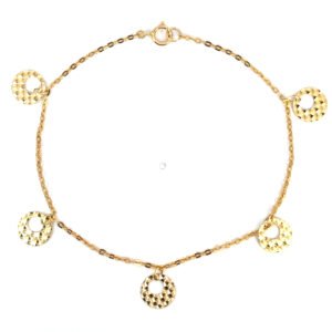 18K Yellow Gold Cable Bracelet with Round Charms – 20cm