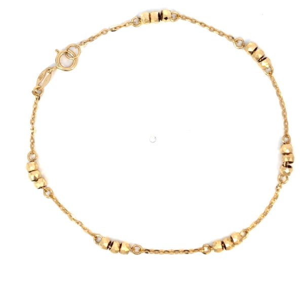 18K Yellow Gold Cable Bracelet with Beads – 20cm