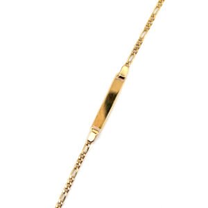 18K Yellow Gold Figaro ID Bracelet – 15cm