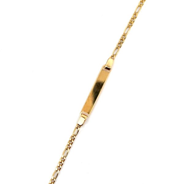 18K Yellow Gold Figaro ID Bracelet – 15cm