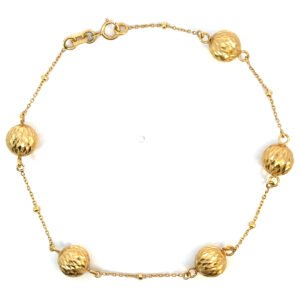 18K Yellow Gold Cable Bracelet with Balls – 20cm