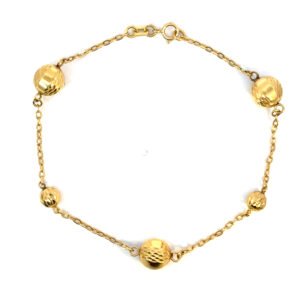18K Yellow Gold Cable Bracelet with Balls – 20cm