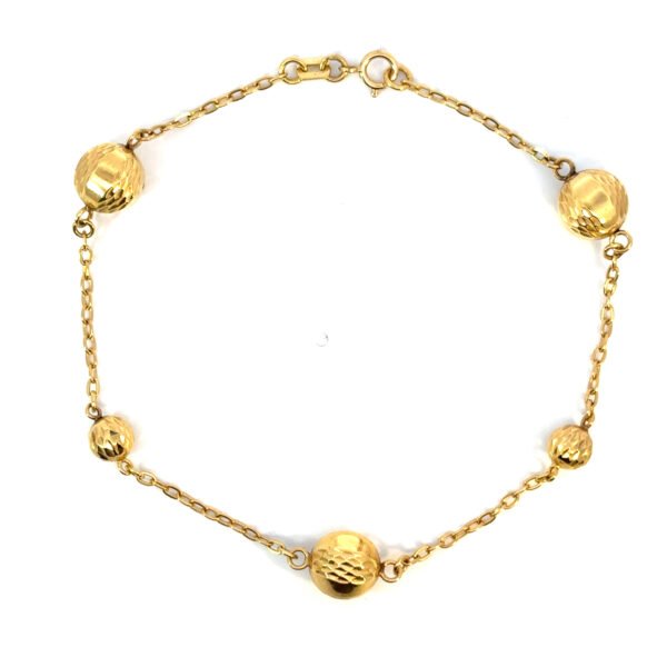 18K Yellow Gold Cable Bracelet with Balls – 20cm