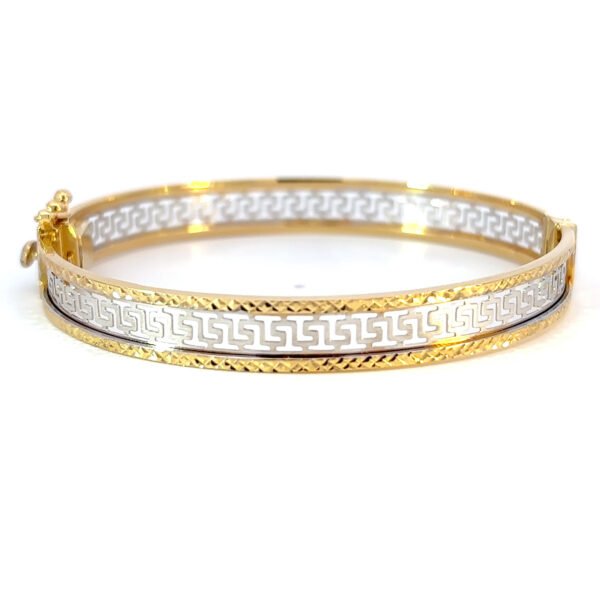 18K Two-toned Greek Key designed Bangle