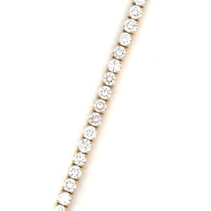 9K Yellow Gold Tennis Bracelet with 47 Round Lab-grown Diamonds TDW 7.3 Carat