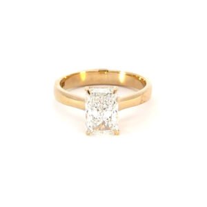 18K Yellow Gold Ring with Radiant Lab Grown Diamond 2.03 Carat