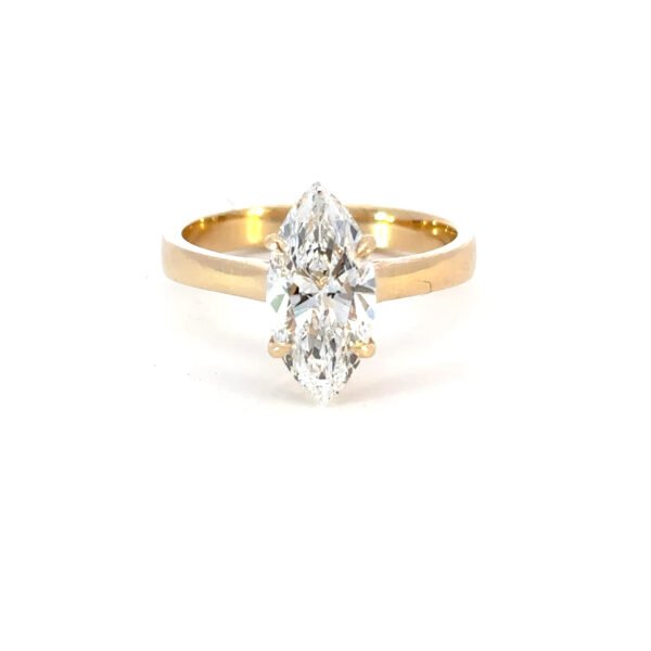 18K Yellow Gold Ring with Marquise cut Lab Grown Diamond 2.03 Carat