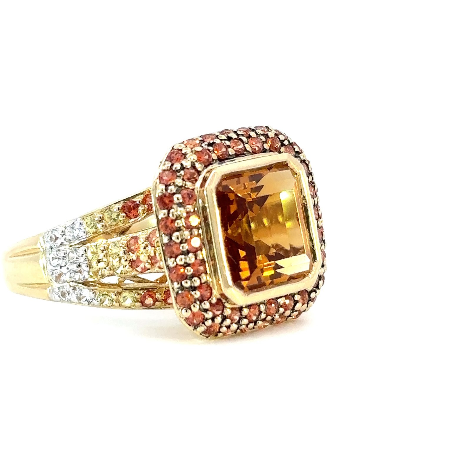 14K Yellow Gold Ring with Multi-colured gemstones TCW 4.86 Carat - Image 2