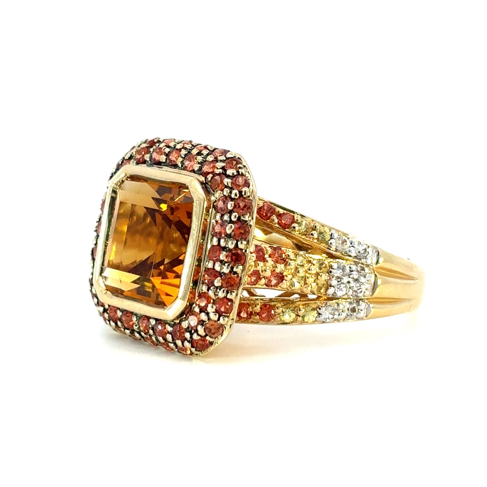 14K Yellow Gold Ring with Multi-colured gemstones TCW 4.86 Carat - Image 3