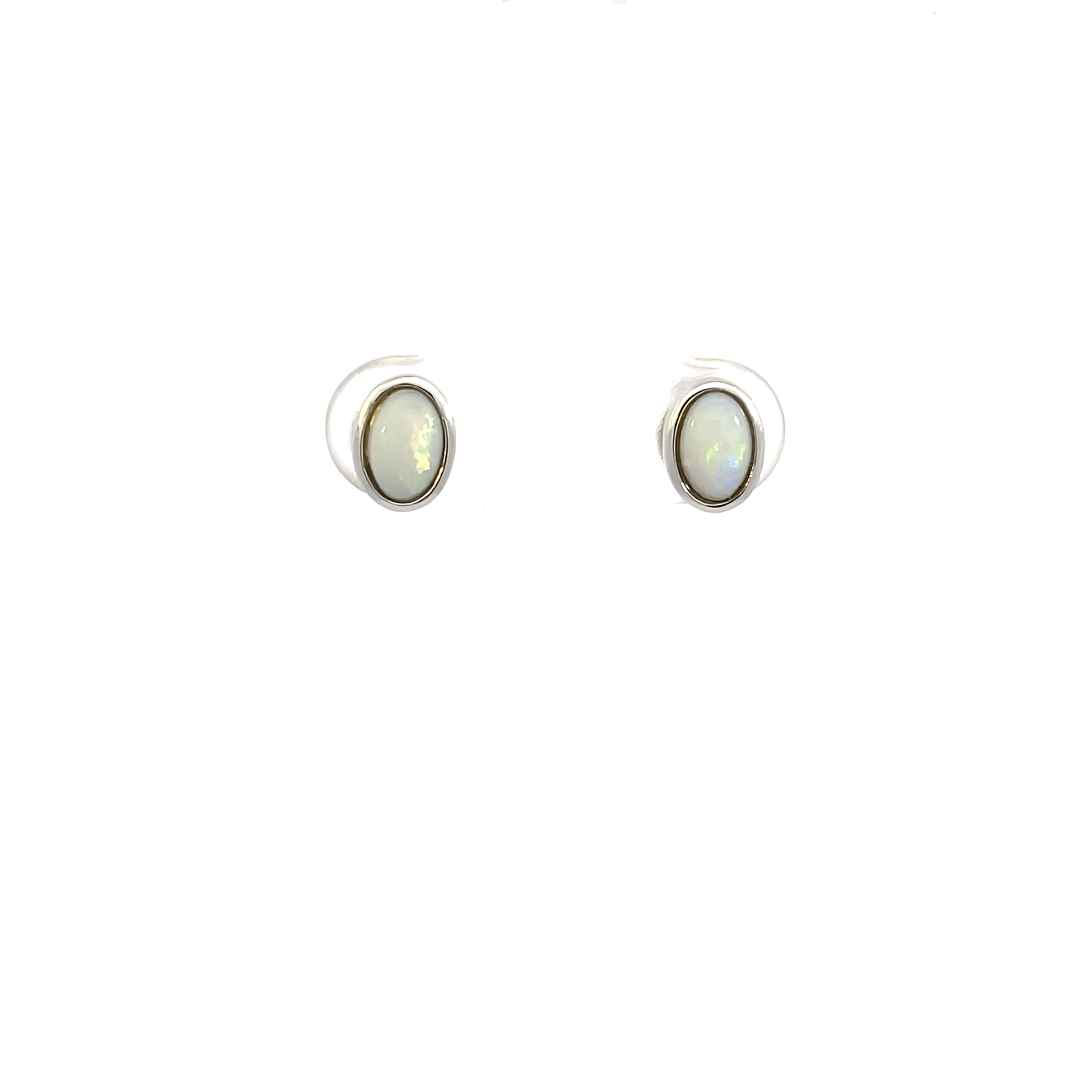 9KT White Gold Earrings with Solid Opals
