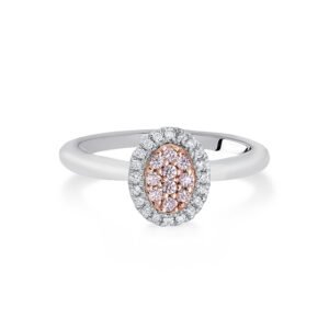18K 2 Tone White Gold Ring with Pink and White Diamonds
