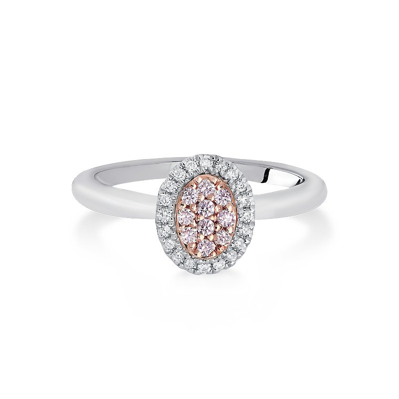 18K 2 Tone White Gold Ring with Pink and White Diamonds - Image 2