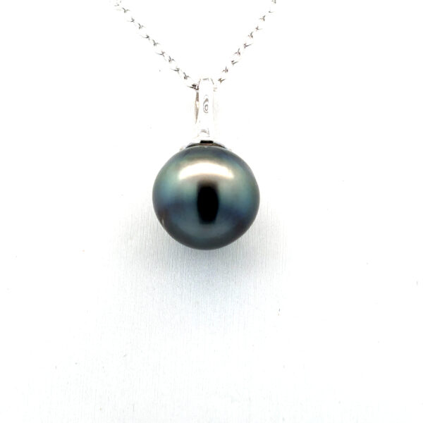 18K White Gold Pendant Cultured Tahitian Pearl 12-13mm