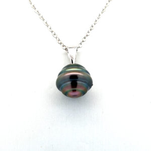 18K White Gold Pendant Cultured Tahitian Pearl 12-13mm