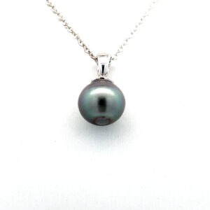 18K White Gold Pendant Cultured Tahitian Pearl 10-11mm