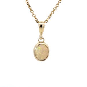 9K Yellow Gold Pendant Solid Australian Opal from Coober Pedy