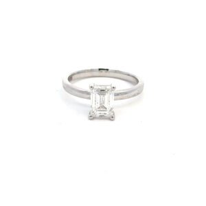 Platinum Ring Lab Grown Emerald Cut Diamond TDW 1.54 Carat