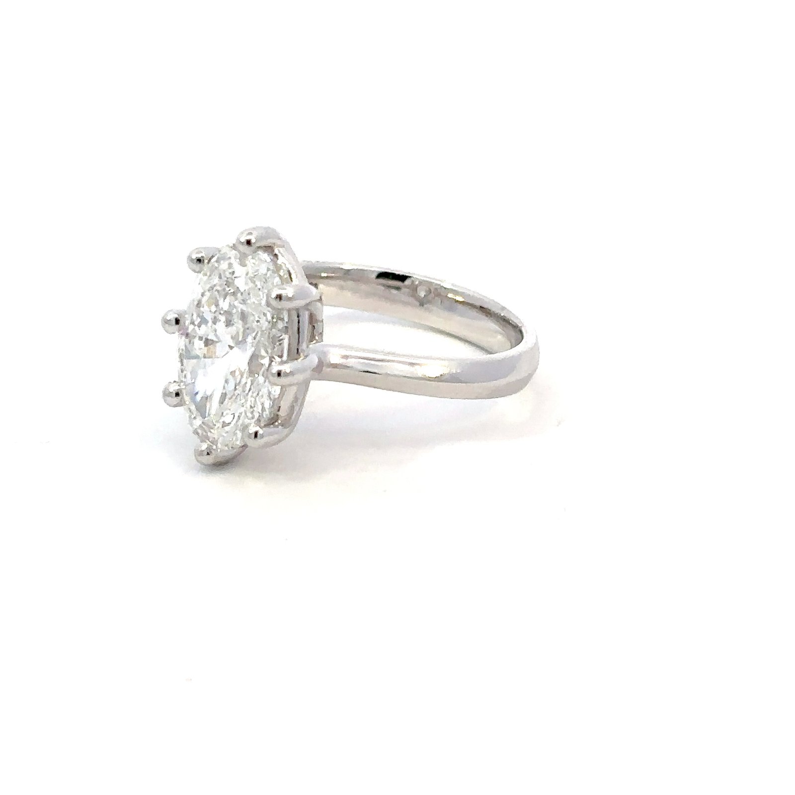 Platinum Ring Lab Grown Oval Cut Diamond 3.73 Carat - Image 3