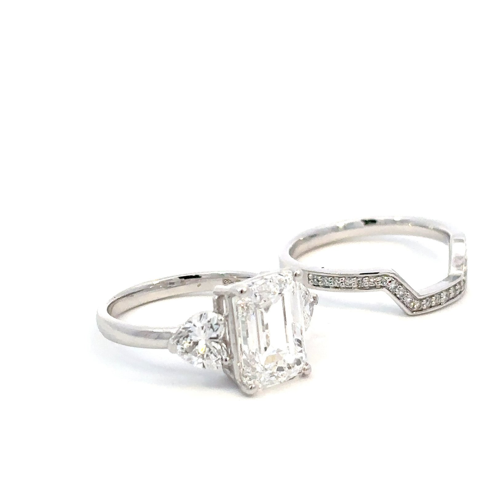 Platinum Pair Rings Lab Grown Diamonds TDW 6.44 Carat - Image 2