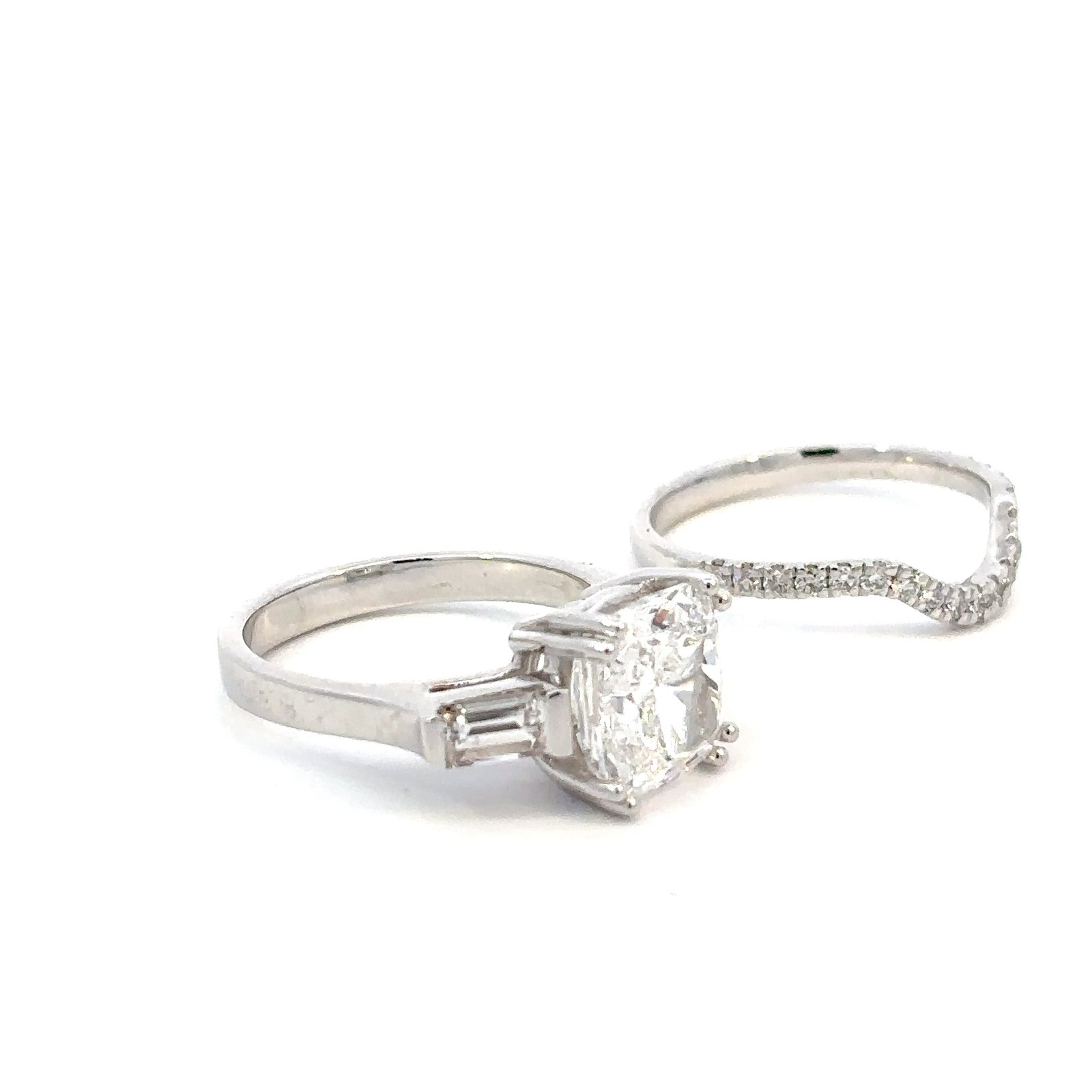 Platinum Pair Rings Lab Grown Diamonds TDW 5.08 Carat - Image 2