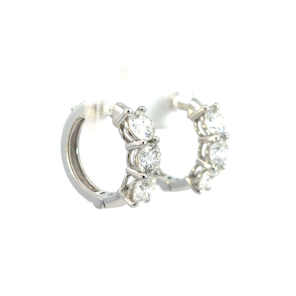 9K White Gold Earrings with 6 Lab Grown Diamonds TDW 2.12 Carat