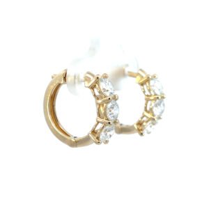 9K Yellow Gold Earrings with 6 Lab Grown Diamonds TDW 2.01 Carat