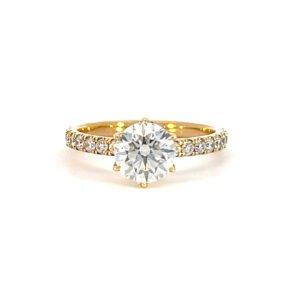 18K Yellow Gold Ring with 17 Lab Grown Round Diamonds TDW 1.97 Carat