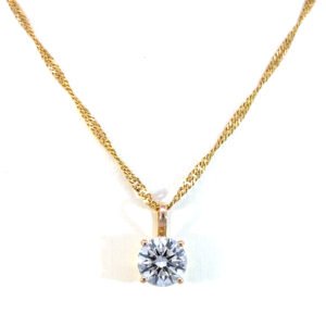 9K Yellow Gold Pendant Lab Grown Diamond 1.01 Carat