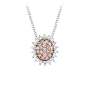18K Rose and White Gold Necklace 19 Pink and 18 White Diamonds TDW 0.32 Carat