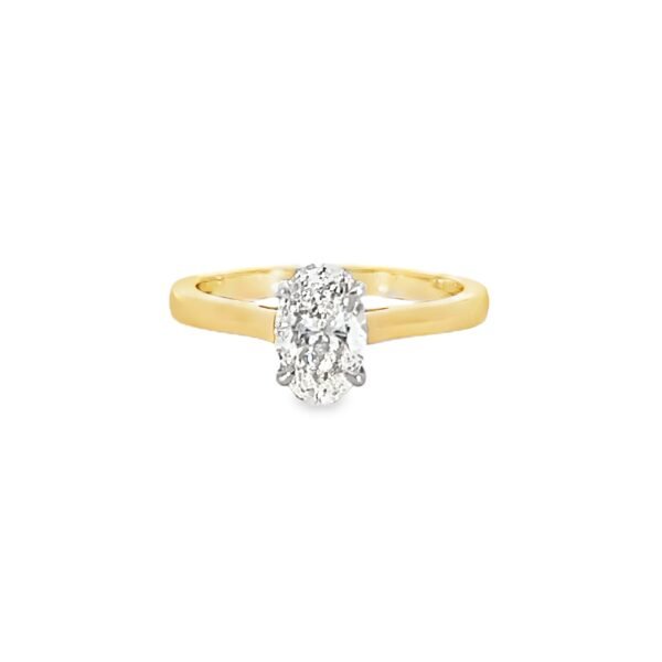 18K YG Ring 1 LG DI 1.01ct D/VVS2 Size M