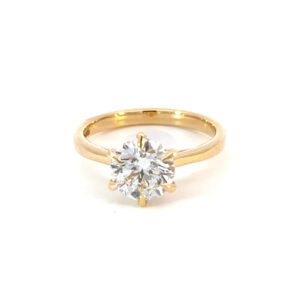 18K Yellow Gold Ring Lab Grown Diamond 2.01 Carat