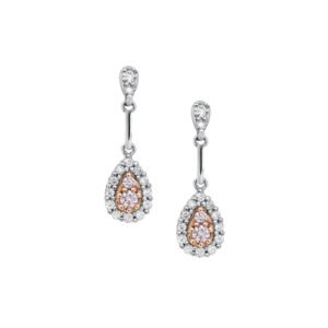 18K White and Rose Gold Earrings with Pink and White Diamonds