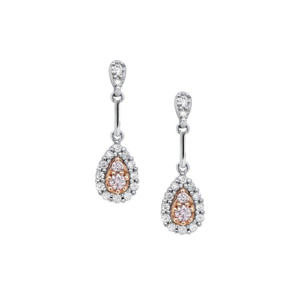 18K White and Rose Gold Earrings with Pink and White Diamonds