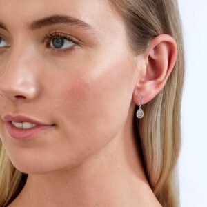 18K White and Rose Gold Earrings with Pink and White Diamonds