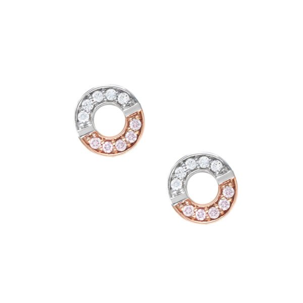 18K White and Rose Gold Earrings with Pink and White Diamonds