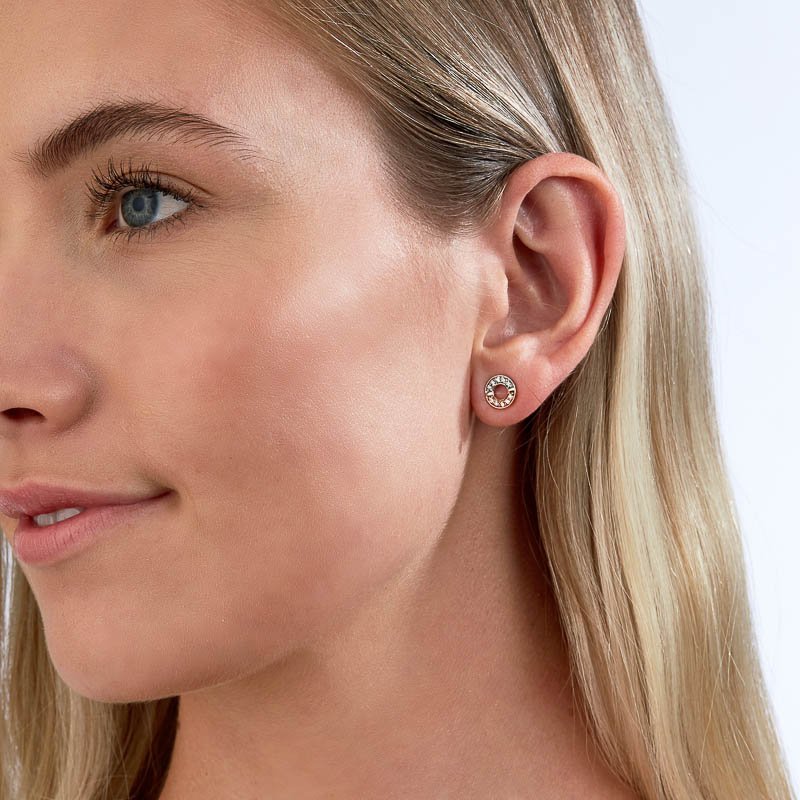 18K White and Rose Gold Earrings with Pink and White Diamonds - Image 2