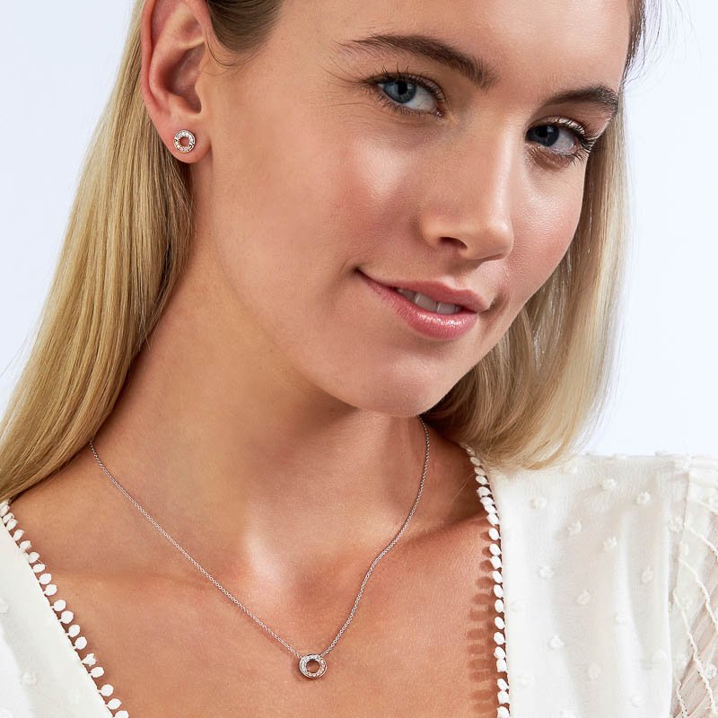 18K White and Rose Gold Earrings with Pink and White Diamonds - Image 3