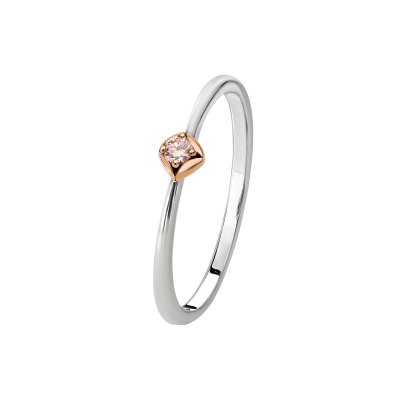 18K 2 Tone Gold Ring with Pink Diamond
