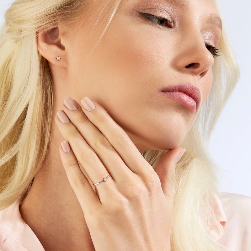 18K 2 Tone Gold Ring with Pink Diamond - Image 3