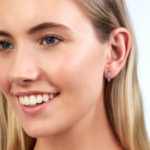 18K White Gold Earrings with Pink and White Diamonds