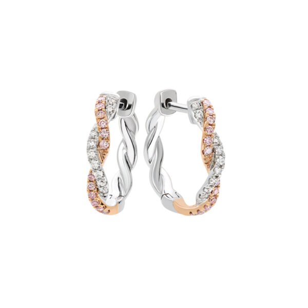 18K White and Rose Gold Earrings Pink and White Diamonds
