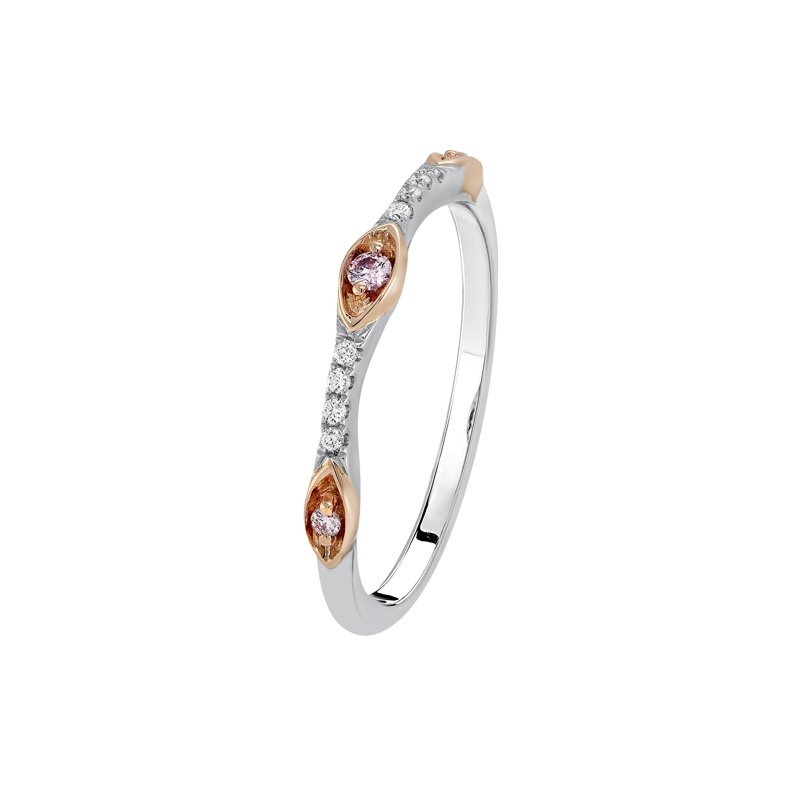 18K White and Rose Gold Ring with Pink and White Diamonds