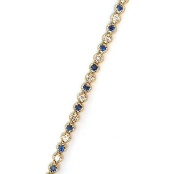 9K Yellow Gold Bracelet 22 Diamonds 1.11 Carat, Ceylone Sapphires 1.65 Carat