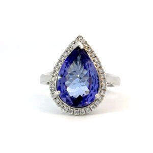 18K White Gold Ring Diamonds 1.25 Carat, Tanzanite 4.60 Carat