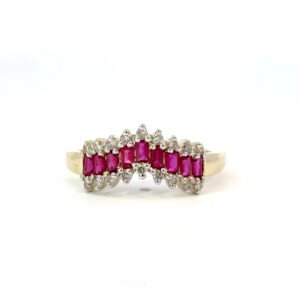 9K Yellow Gold Ring Ruby 0.47 Carat Diamonds 0.19 Carat