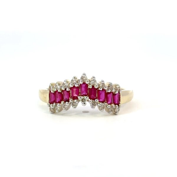 9K Yellow Gold Ring Ruby 0.47 Carat Diamonds 0.19 Carat