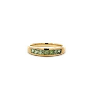 9K Yellow Gold Ring Green Sapphires 0.78 Carat