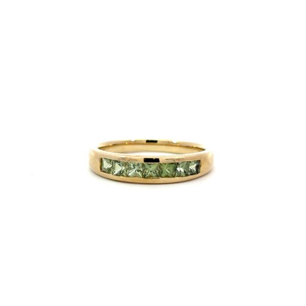 9K Yellow Gold Ring Green Sapphires 0.78 Carat
